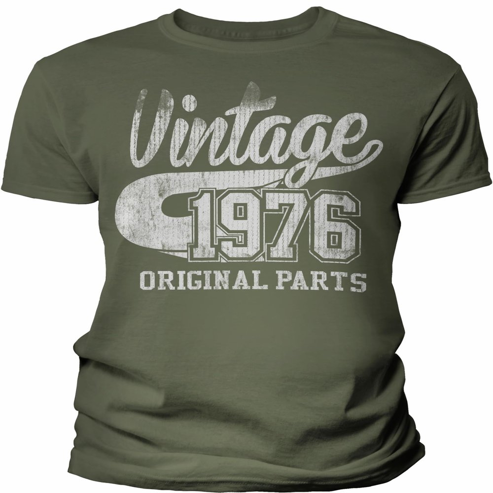 50th Birthday Gift Shirt for Men - Vintage 1976 Original Parts - Military-4X