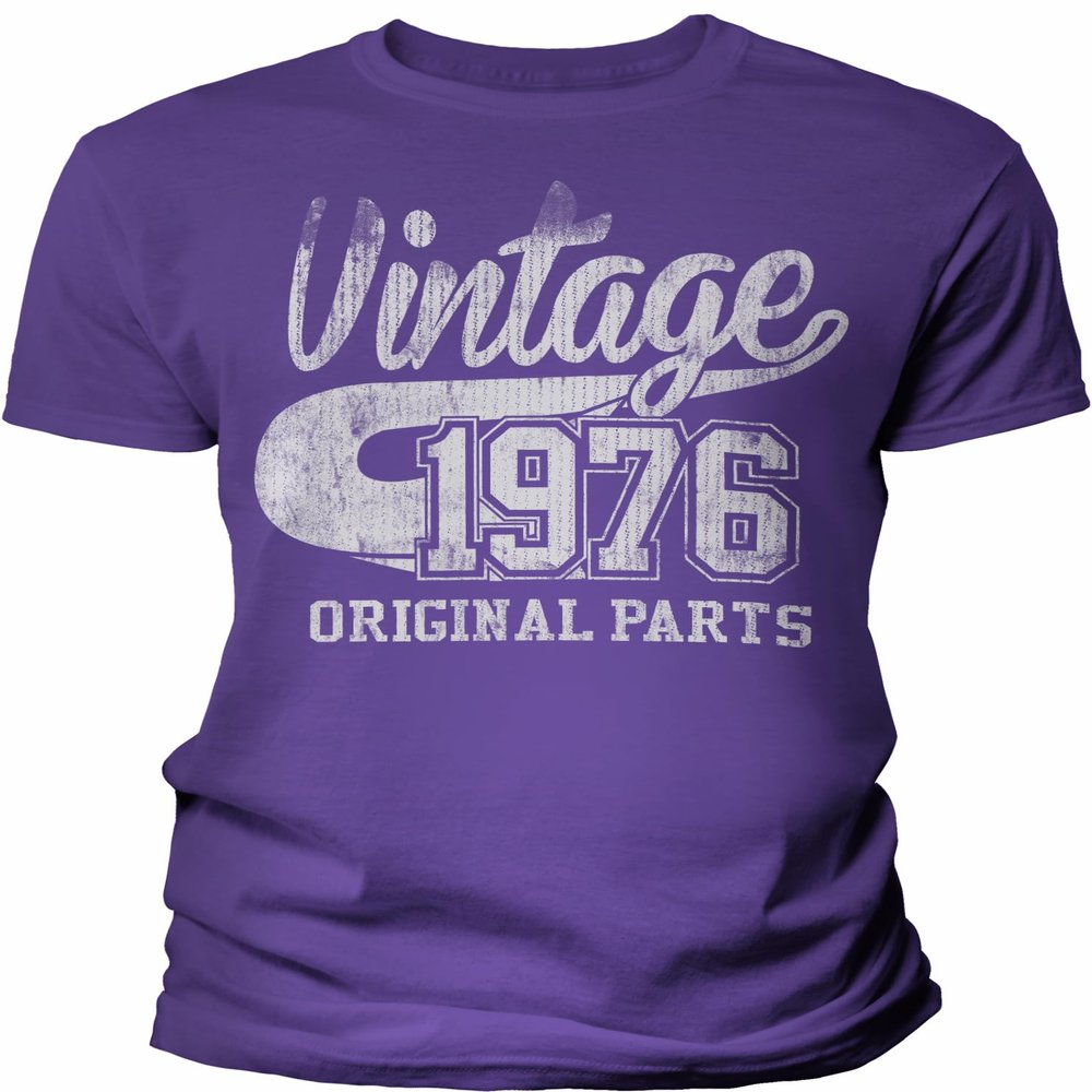 50th Birthday Gift Shirt for Men - Vintage 1976 Original Parts - Purple-4X