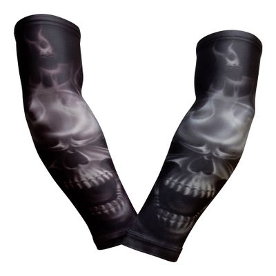 Sports Farm PAIR Compression Elbow Arm Sleeves (YOUTH LARGE, BLACK WHITE GHOST)