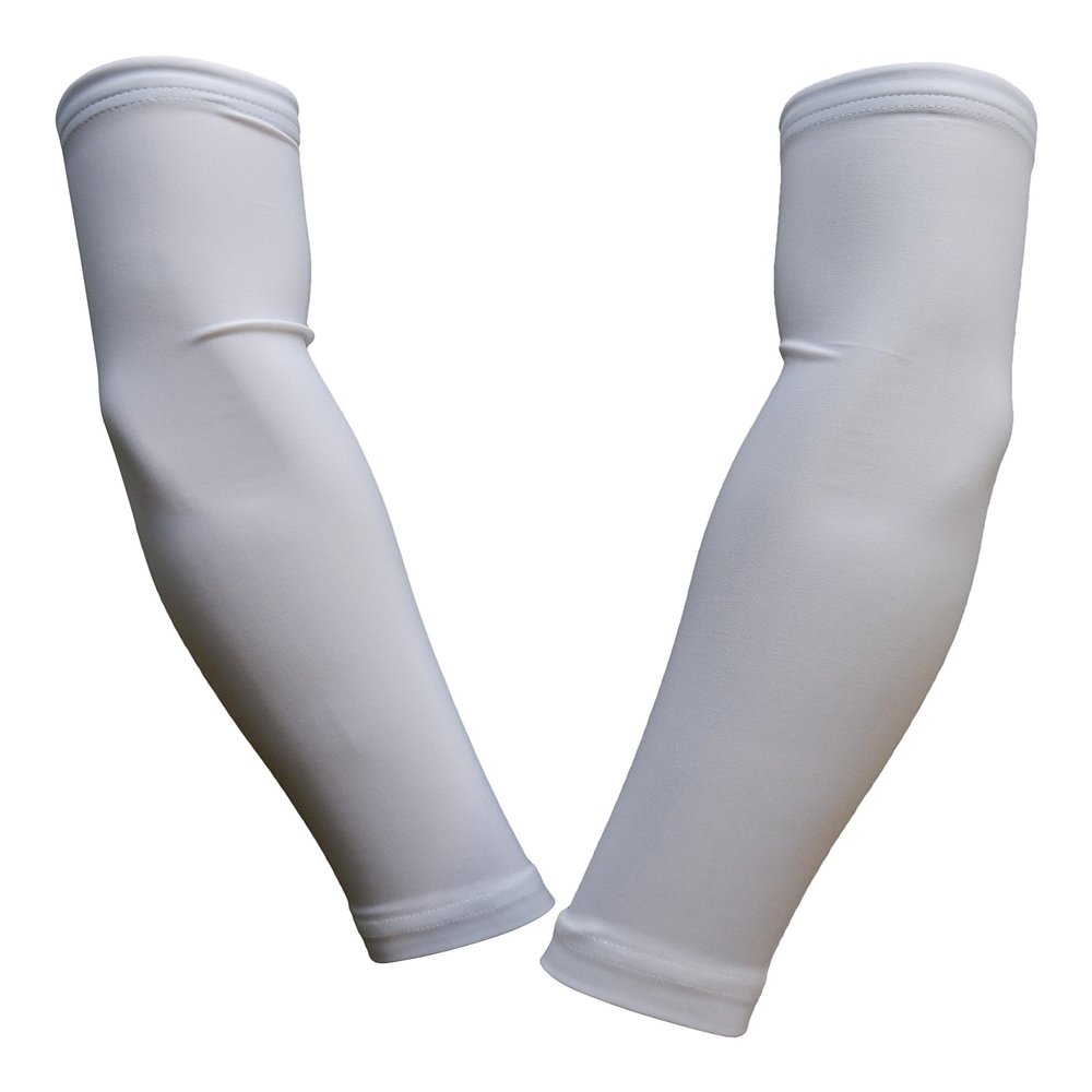 Sports Farm PAIR Compression Elbow Arm Sleeves (YOUTH LARGE, WHITE)