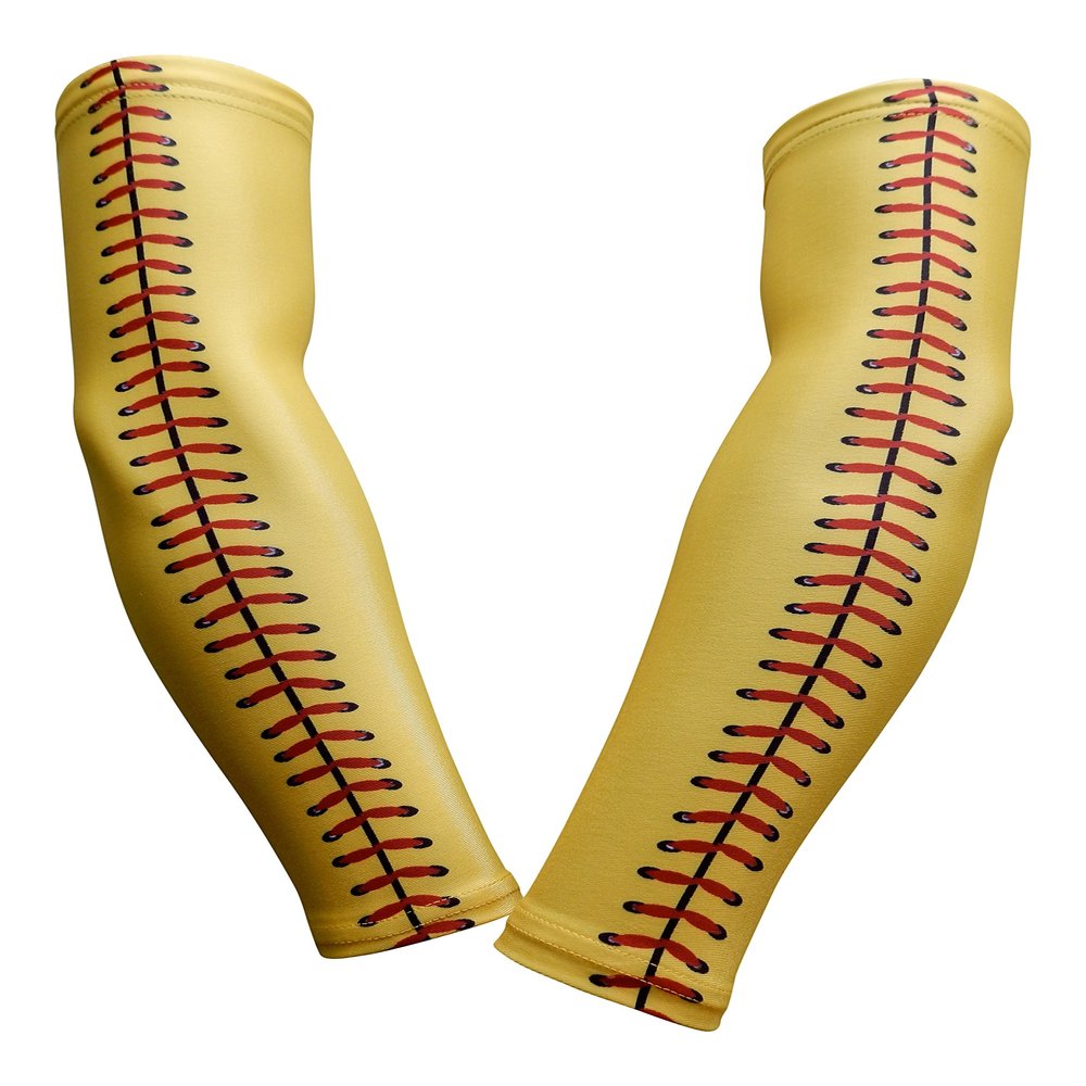 Sports Farm PAIR Compression Elbow Arm Sleeves (YOUTH MEDIUM, SOFTBALL STITCH)