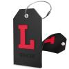 Shacke Initial Luggage Tag with Full Privacy Cover and Stainless Steel Loop - Black (Letter L) view 1