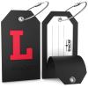 Shacke Initial Luggage Tag with Full Privacy Cover and Stainless Steel Loop - Black (Letter L) view 2