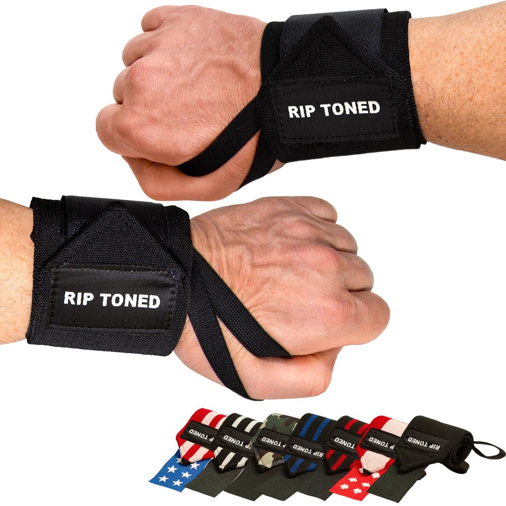 Rip Toned Wrist Wraps for Weightlifting USPA & USAPL Approved 18" Wrist Straps for Powerlifting Adjustable, Durable Gym Wraps with Thumb Loop Quality Support for Men & Women Black Flex