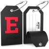 Shacke Large Luggage Tag Initial with Full Privacy Cover and Stainless Steel Loop - Black (Letter E) view 2