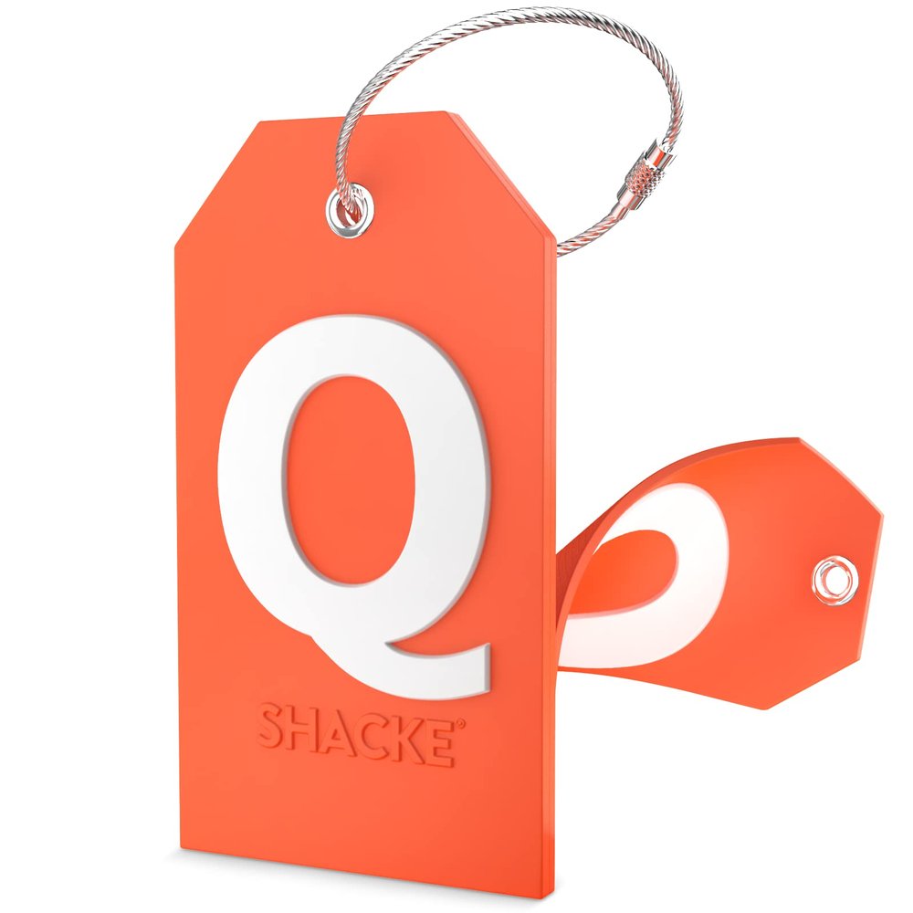 Shacke Initial Luggage Tag with Full Privacy Cover and Stainless Steel Loop  (Letter Q)