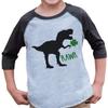 7 ate 9 Apparel Kids Dinosaur St. Patricks Day 2T Grey Raglan view 1