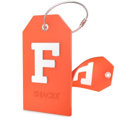 Shacke Initial Luggage Tag with Full Privacy Cover and Stainless Steel Loop (Letter F)