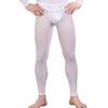 iEFiEL Mens Ice Silk Bulge Support Sleep Bottom Lounge Pants Home Meditation Tights White M view 2