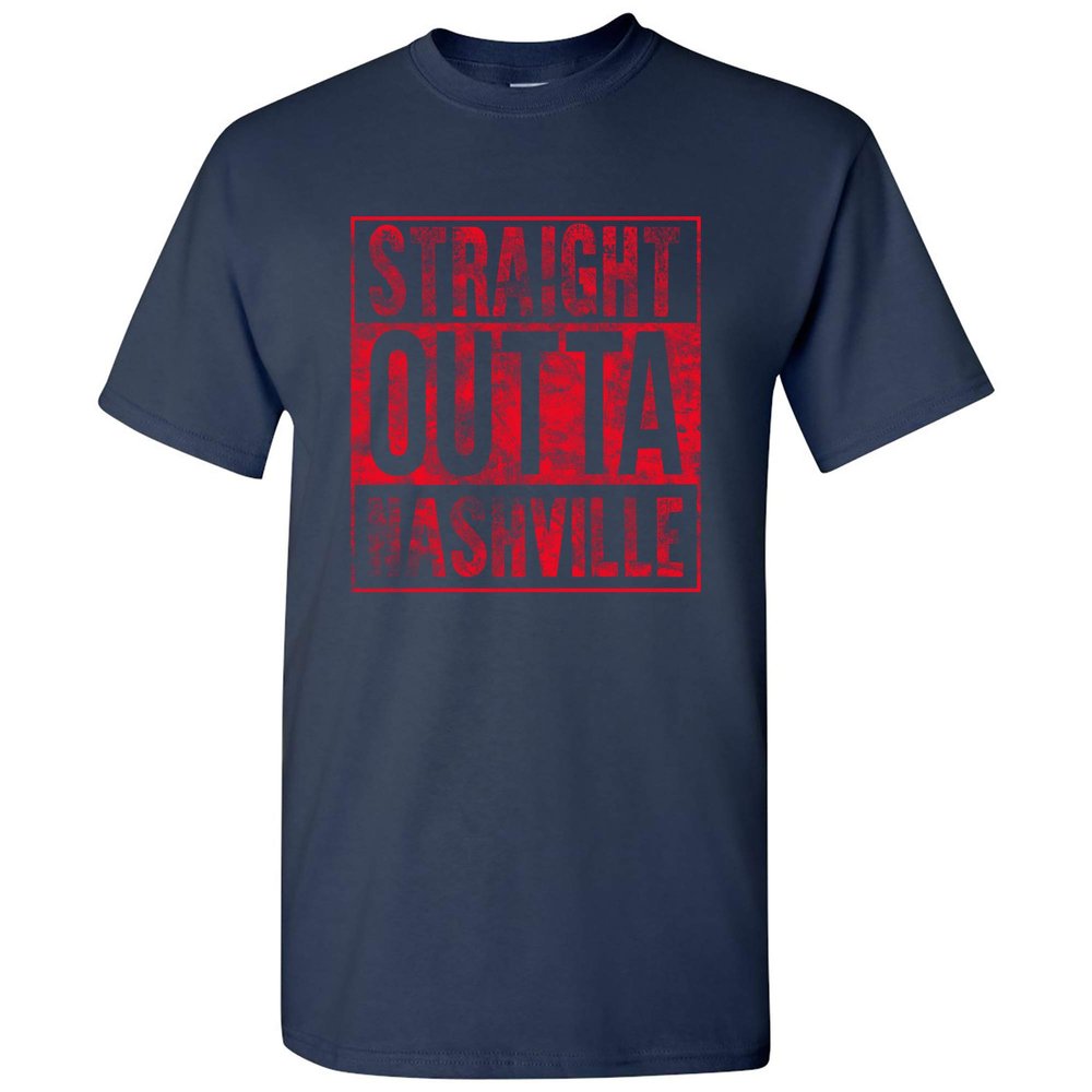 UGP Campus Apparel Straight Outta Nashville T Shirt - 2X-Large - Navy w/Red Print