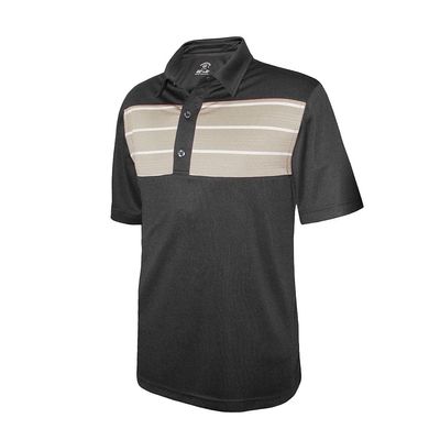 Monterey Club Men's Rocco Stripe Contrast Polo Shirt #1138 (Black/Taupe, Small)