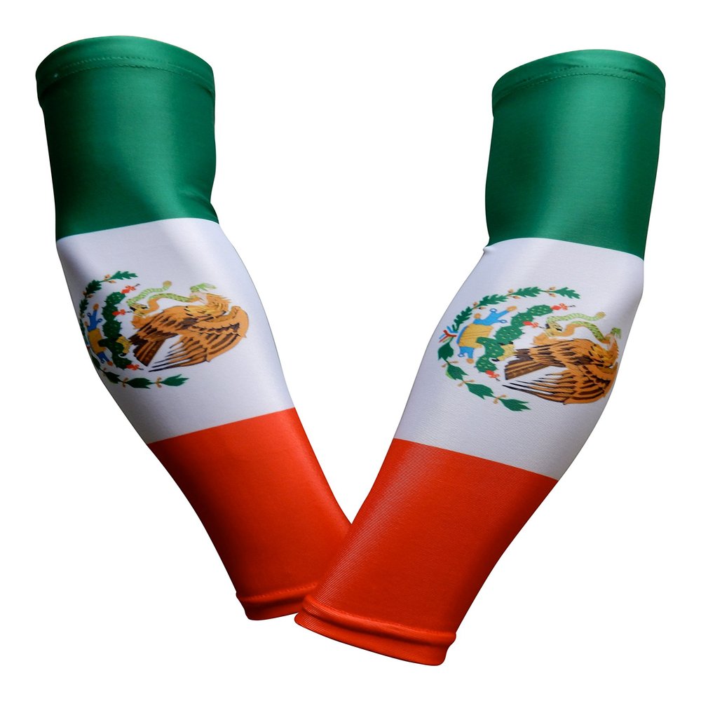 Sports Farm PAIR Compression Elbow Arm Sleeves (YOUTH LARGE, MEXICO FLAG)