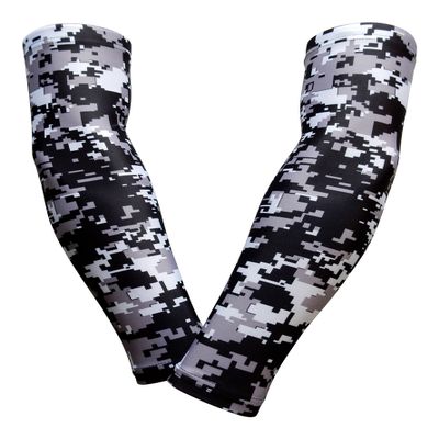 Sports Farm PAIR Compression Elbow Arm Sleeves (ADULT SMALL, BLACK GRAY DIGI CAMO)