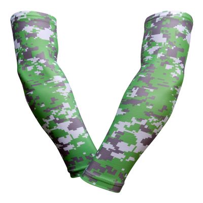 Sports Farm PAIR Compression Elbow Arm Sleeves (YOUTH MEDIUM, LIME GRAY DIGI CAMO)