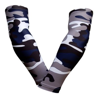 Sports Farm PAIR Compression Elbow Arm Sleeves (YOUTH MEDIUM, NAVY GRAY BLACK WOODLAND CAMO)