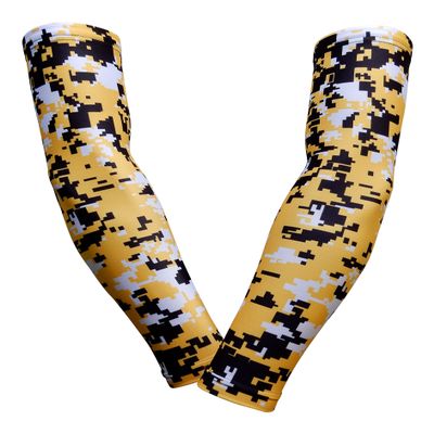 Sports Farm PAIR Compression Elbow Arm Sleeves (ADULT MEDIUM, YELLOW BLACK DIGI CAMO)