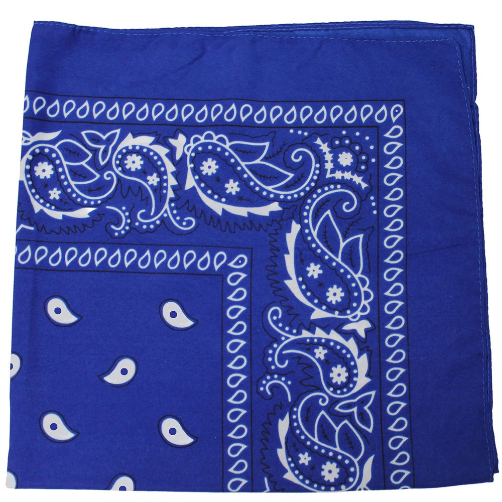 Balec Pack of 3 Paisley Cotton Bandana - 22 inches (Royal Blue)