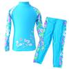 TFJH E Girls Swimsuit UPF 50+ UV Two-Piece Rash Guard Suits Blue Long 5-6 Years 6A view 1