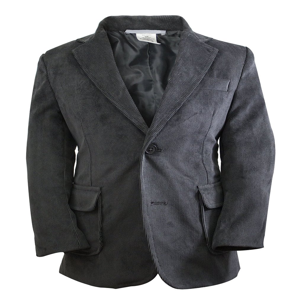 Luca Gabriel Toddler Boys' Charcoal Single Breasted Corduroy Blazer Jacket - 2t