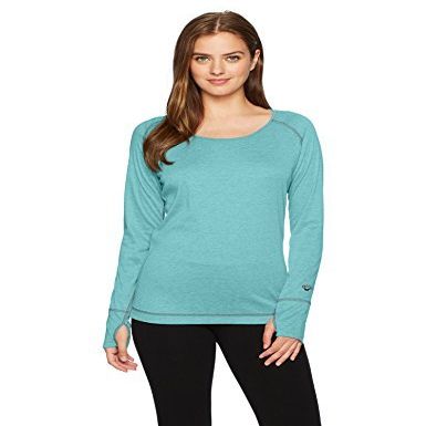 Hot Chillys Women's Geo Long Sleeve Scoop Top, New Sky Heather, Medium