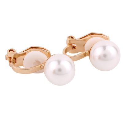 Simulated Pearl Clip Earrings No Pierced Charm Jewelry Gold Plated 8mm Pearl (8mm gold plated)