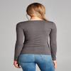 Emmalise Women's Long Sleeve Scoop Neck Tee Slim Fit Junior and Plus Size, 3Pk - H Grey, Charcoal, Black Small view 3