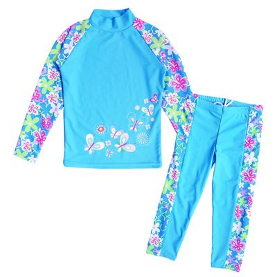 BAOHULU Girls Swimsuit Two Piece Tankini UPF 50+ UV Protective Rash Guard Set 3-12 Years S240_BlueLong_6A
