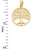 Sideways Crosses Certified 10K Yellow Gold Circle Tree of Life Openwork Pendant Necklace, 22" view 2