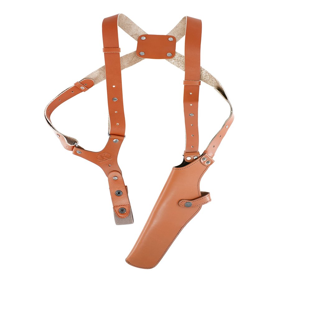 ALS454 Vertical Shoulder Holster Fits 357 Magnum 6 & Similar Revolvers RH Handmade! Free Extension for Big Body Size! (Brown)