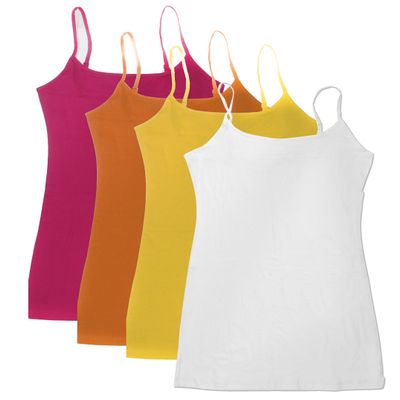 4 Pack Active Basic Women's Basic Tank Top (3X-Wh/Gld Mst/Spc Org/Fch)