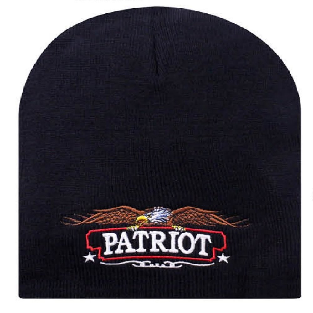 Patriot USA America Patriotic American Embroidered Beanie Stocking Cap Hat Black