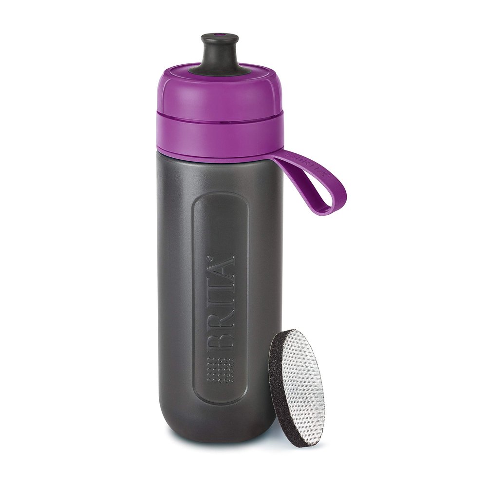 BRITA Water Filter Bottle Active, Reduces Chlorine and Organic impurities, BPA Free, Purple, 600ml