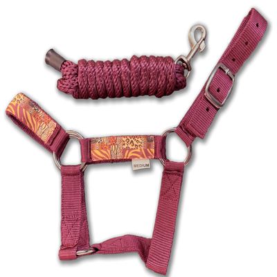 HalterUp Miniature Horse Halters and Lead Ropes (2 Item Bundle) Available in 10 Colors (Maroon, Large)