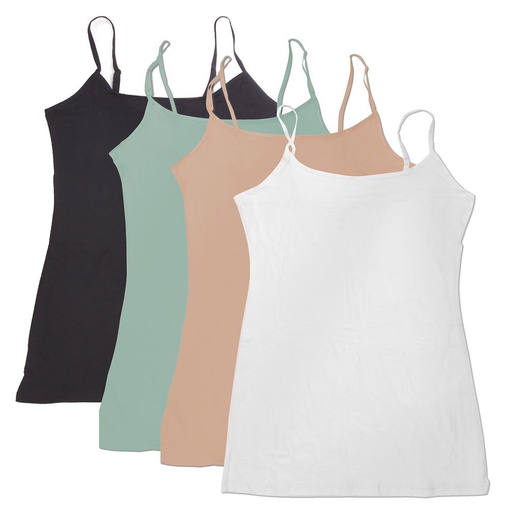 4 Pack Active Basic Women's Basic Tank Top (1X-Wh/Dst Slmn/Dst Sg/Bk)