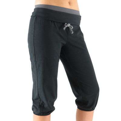 Alex + Abby Women's Foldover Waist Capri Joggers X-Small Black/Steel Grey