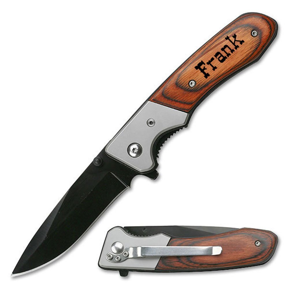 GIFTS INFINITY Custom Personalized Titanium Coated Stainless Steel Quality Pocket Knife (PAKKAWOOD)