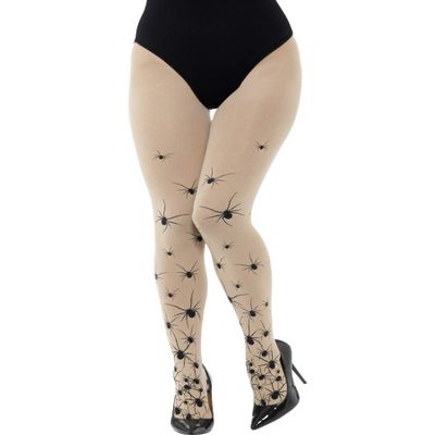 Opaque Tights with Spiders, Nude & Black