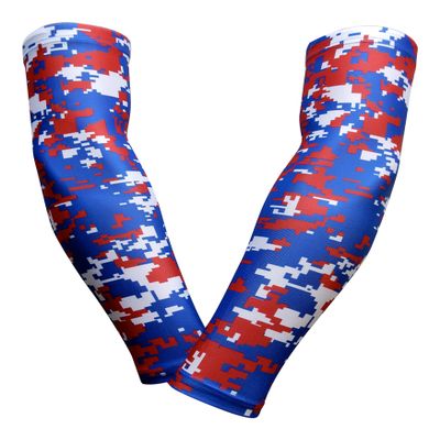 Sports Farm PAIR Compression Elbow Arm Sleeves (ADULT SMALL, ROYAL RED DIGI CAMO)