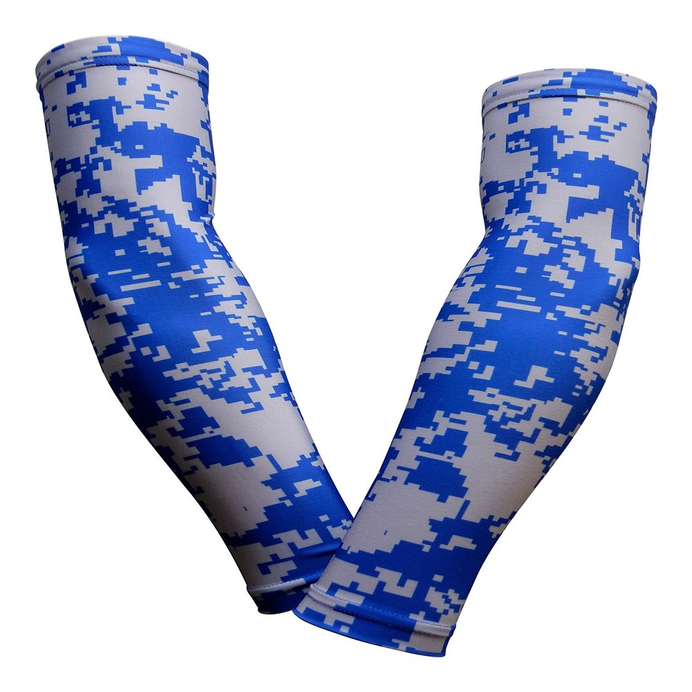 Sports Farm PAIR Compression Elbow Arm Sleeves (YOUTH MEDIUM, ROYAL GRAY DIGI CAMO (2 COLOR))
