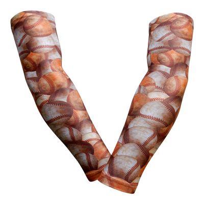 Sports Farm PAIR Compression Elbow Arm Sleeves (ADULT MEDIUM, ASSORTED BASEBALLS)