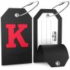Shacke Large Luggage Tag Initial with Full Privacy Cover and Stainless Steel Loop - Black (Letter K) view 2