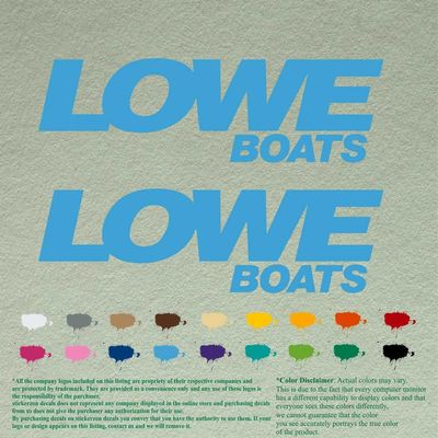 Pair of Lowe Boats Compatible Replacement Decals Vinyl Stickers Boat Outboard Motor Set of 2 (36", Sky Blue 084)