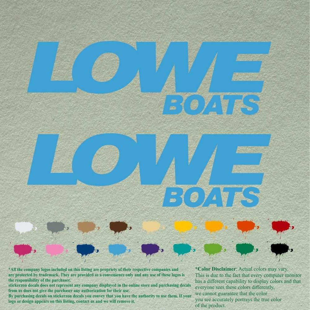 Pair of Lowe Boats Compatible Replacement Decals Vinyl Stickers Boat Outboard Motor Set of 2 (36", Sky Blue 084)