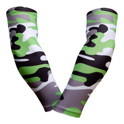 Sports Farm PAIR Compression Elbow Arm Sleeves (ADULT LARGE, LIME GRAY BLACK WOODLAND CAMO)