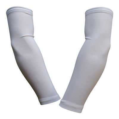 Sports Farm PAIR Compression Elbow Arm Sleeves (YOUTH MEDIUM, WHITE)