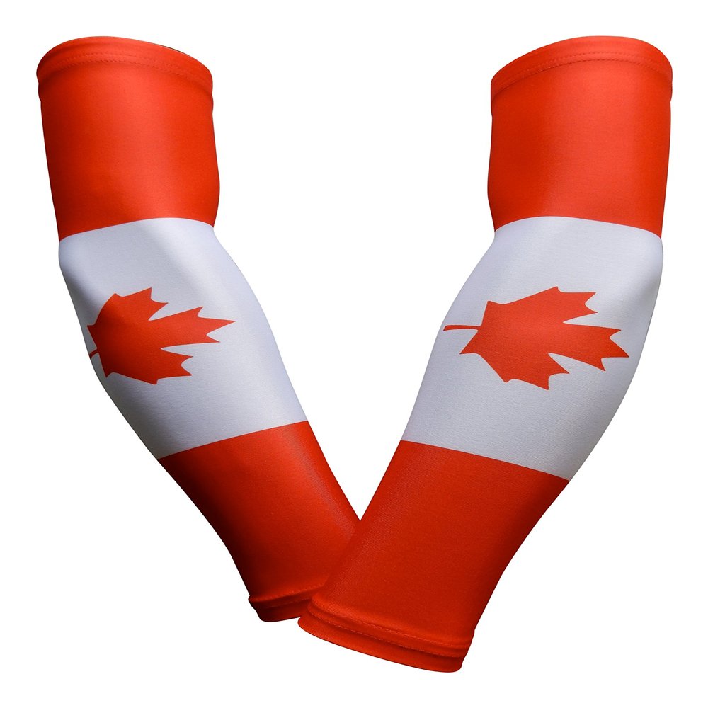 Sports Farm PAIR Compression Elbow Arm Sleeves (ADULT SMALL, CANADA FLAG)
