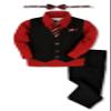 Johnnie Lene JL40 Pinstripe Boys Formal Dresswear Vest Set (2T, Black/Red) view 1