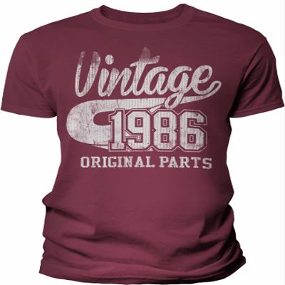 40th Birthday Gift Shirt for Men - Vintage 1986 Original Parts - Maroon-4X