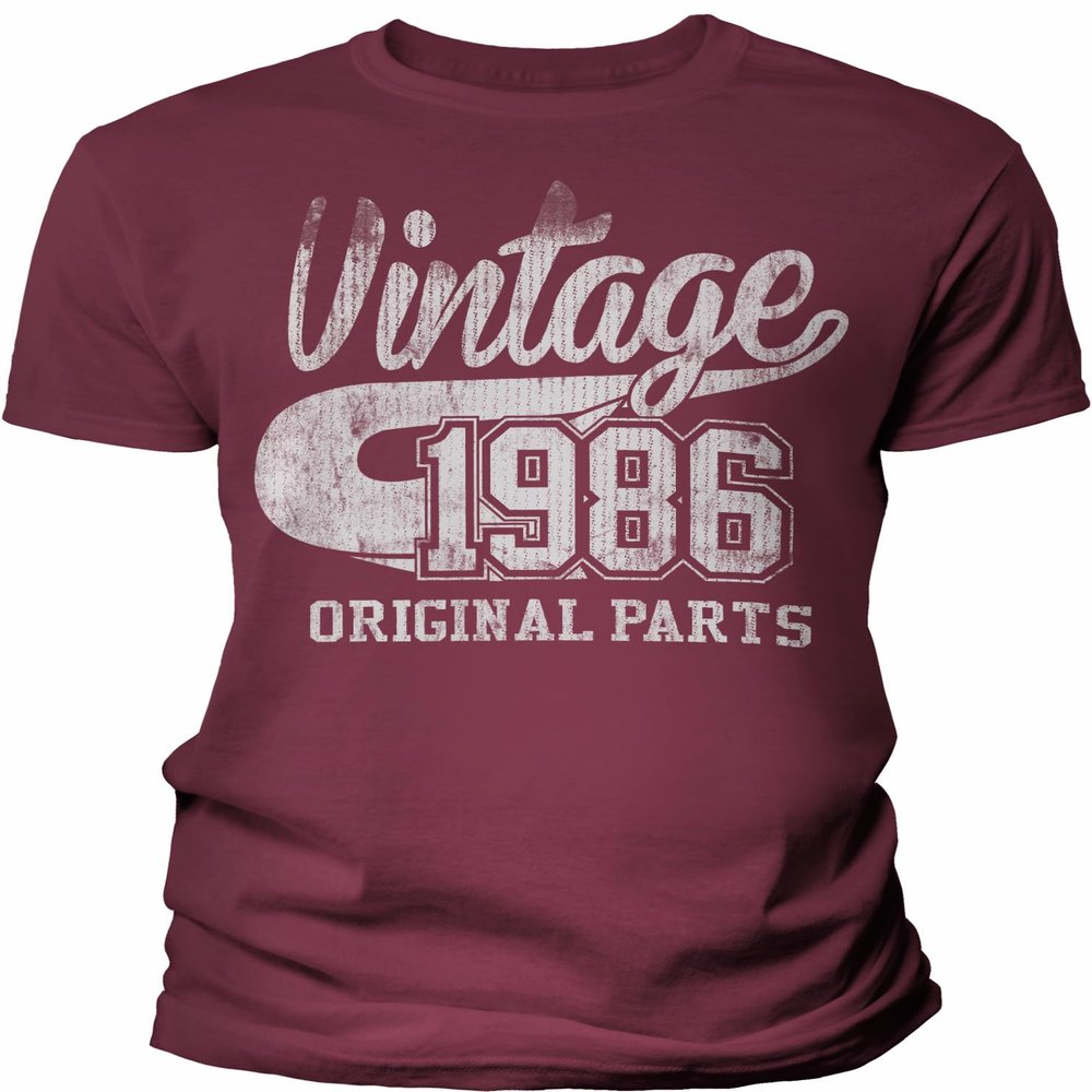 40th Birthday Gift Shirt for Men - Vintage 1986 Original Parts - Maroon-4X