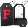 Shacke Initial Luggage Tag with Full Privacy Cover and Stainless Steel Loop - Black (Letter F) view 2